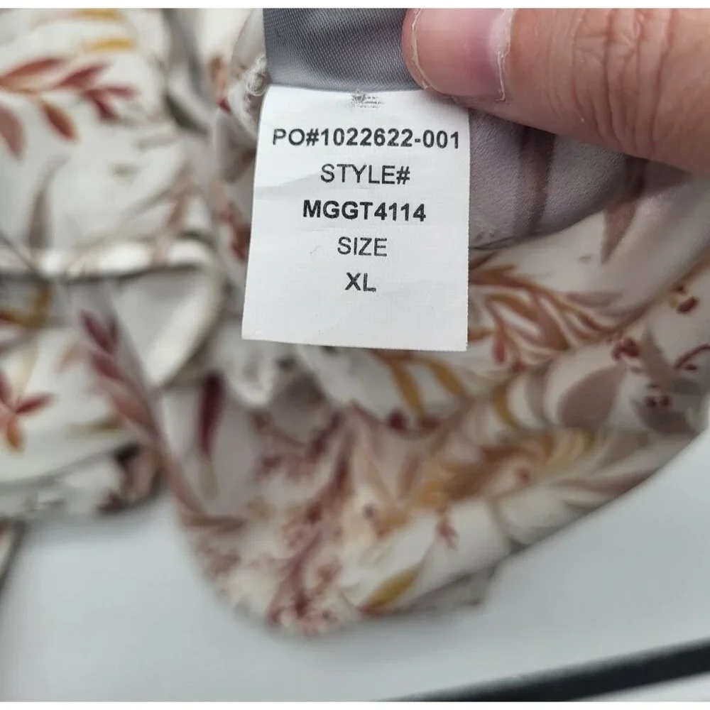 NYDJ Women's XL Pleated Peasant Blouse Smock Cuffs Floral - Picture 8 of 8